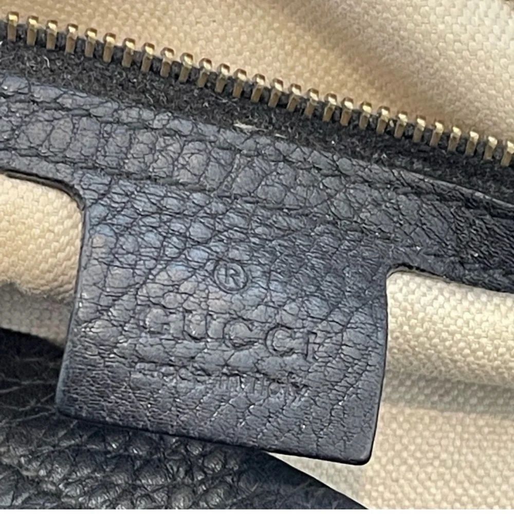 Gucci Black Leather Hobo Bag with Gold Hardware
